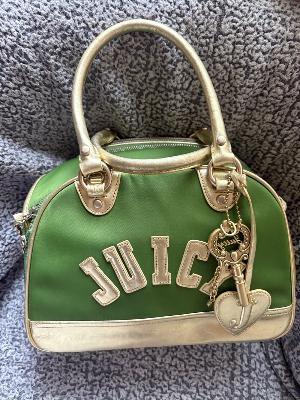 Juicy Couture Green Satchel with Gold Accents and Charm